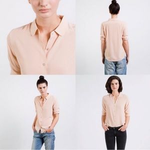Everlane silk round collar shirt blush pink